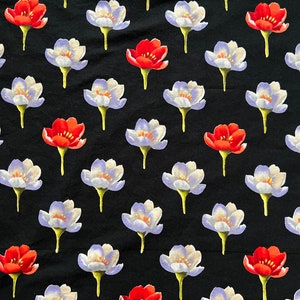 Alexander Henry Red & White Floral Quilting Cotton BTY | Fabric for Sewing Apparel, Quilts, Home Decor