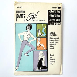 Vintage Elsé Precision-byxor utan sidsömmar | Midja 26, höft 36 | Otryckt sömnadsmönster från 1960-talet, komplett klippning
