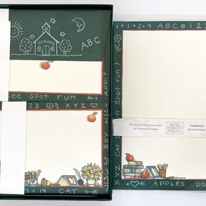 Artigos de papelaria do quadro de Susan Winget do | Papel de carta ilustrado e envelopes com tema de sala de aula | Presentes para professores