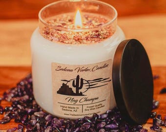 Vela de soja aromática con aroma a amatista y salvia Sedona Vortex Candle Apothecary Frasco – Más de 100 horas de duración