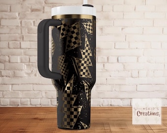 Lightning Bolt | Checkered | Tumbler | laser engraved | full design