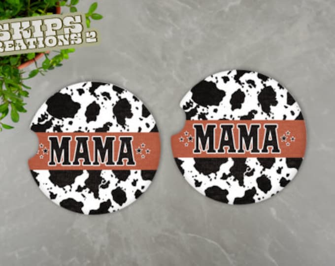 Car Coasters | Cow Print | Mama | Pack Of 2