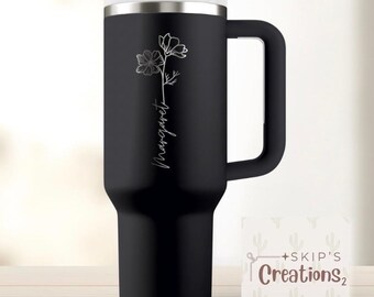Birth month flowers | gift | anniversary | birthday | Tumbler | laser engraved | half design