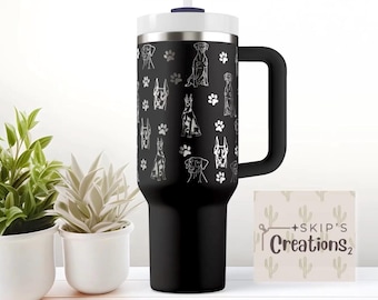 Doberman | Natural ears | tumbler | laser engraved | half design