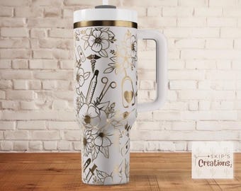 Nurse Life | Floral | Tumbler | laser engraved | full design