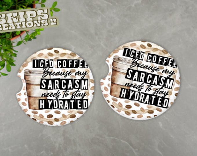 Car Coasters | Iced Coffee | Sarcasm | Pack Of 2