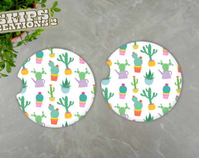 Car Coasters | Potted Cacti | Pack Of 2