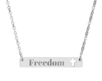 Freedom | Engraved Bar Necklace