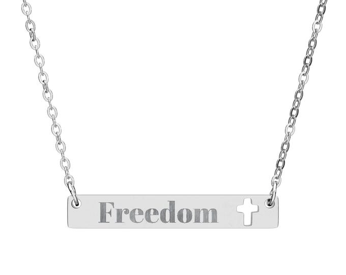 Freedom | Engraved Bar Necklace