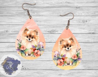 Pomeranian | watercolor | earrings | Double sided