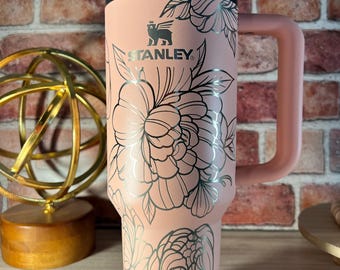 Peonies | Floral | Tumbler | laser engraved | full design
