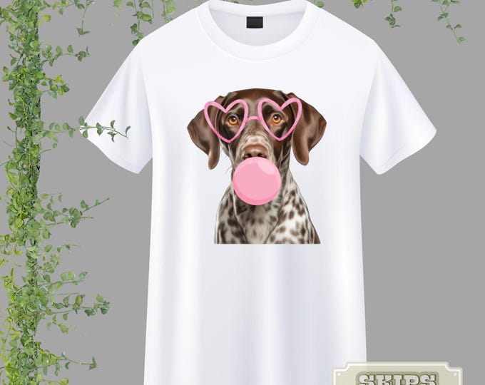 GSP T-shirt | Bubble Gum | German Short Haired Pointer | Best Dog | Bird Dog | Hunter | Glasses | Spotted | Liver