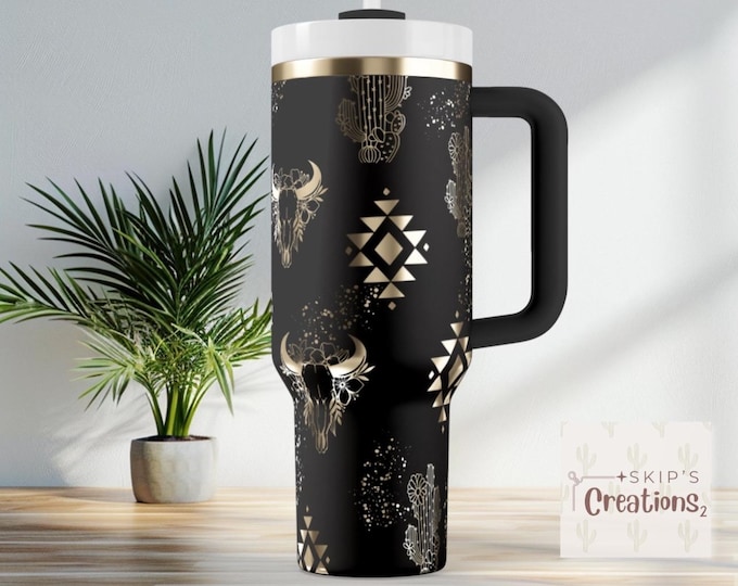 Western | boho | Skull |  Tumbler | laser engraved | full design