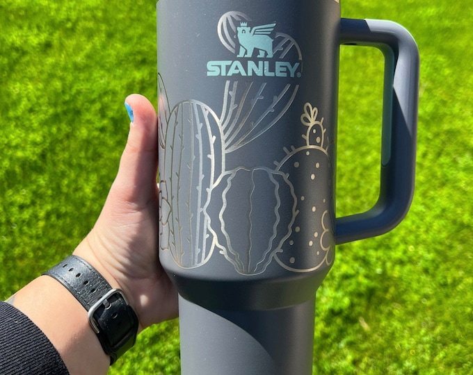 Stanley Tumbler | Cactus | laser engraved | half design