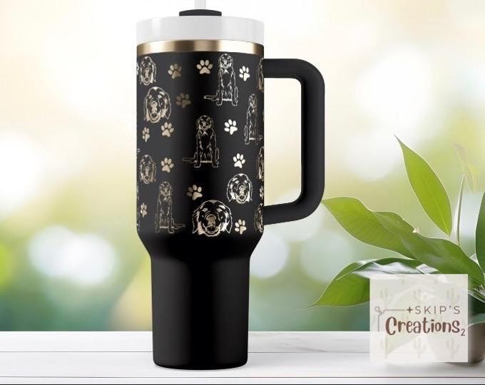 Golden Retriever | Paws | Tumbler | laser engraved | half design