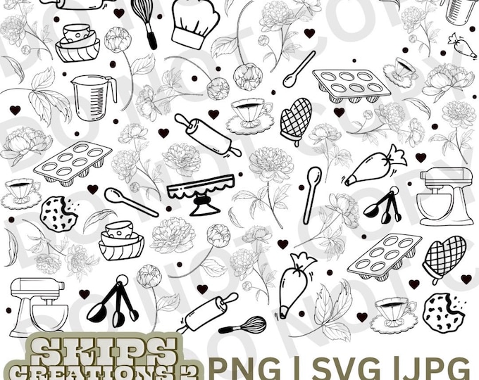 Floral & baking | svg | png | jpg | digital | 40oz wrap