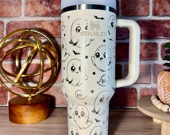 Cute ghosts | Boo | Halloween | Tumbler | laser engraved | full design