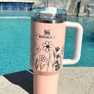 Stanley Tumbler | laser engraved | half design | flowers | I can buy myself flowers