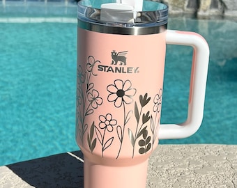 Flowers | Tumbler | laser engraved | half design