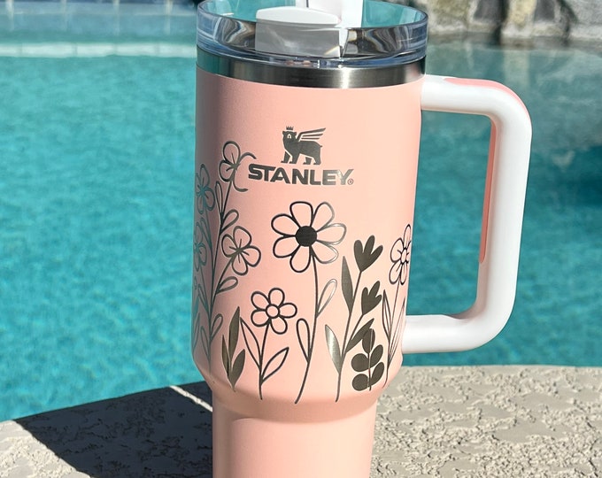 Stanley Tumbler | laser engraved | half design | flowers | I can buy myself flowers