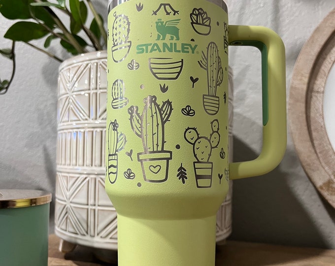 Stanley Tumbler | Cacti pots | laser engraved | half design