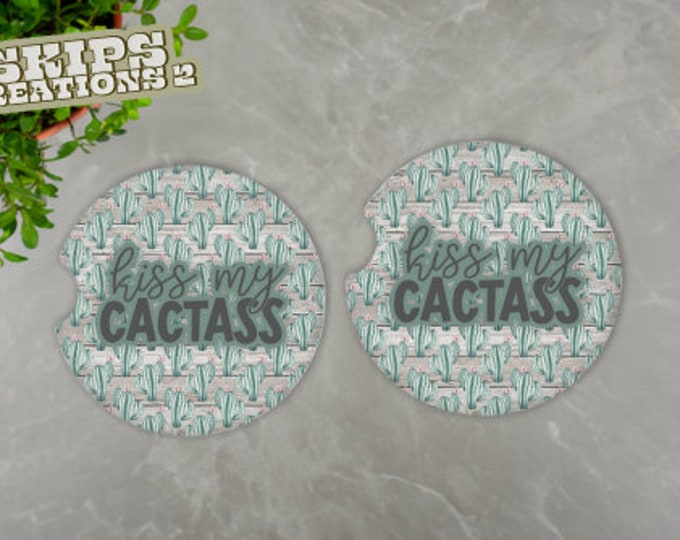 Car Coasters | Kiss My Cactass | Pack Of 2