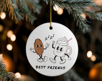 Best Friends Ceramic Ornament, Cute Gift for Friends, Holiday Decoration, Unique Friendship Keepsake, Fun Home Decor