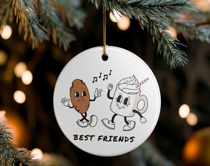 Best Friends Ceramic Ornament, Cute Gift for Friends, Holiday Decoration, Unique Friendship Keepsake, Fun Home Decor