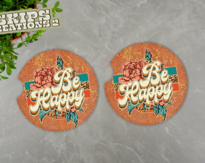 Car Coasters | Be Happy | Pack Of 2