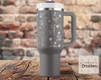 Pitbull | Dog lover | Ear up | tumbler | laser engraved | half design