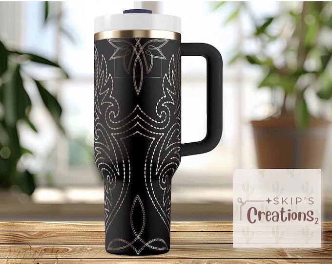 Boot stitch | Western | Tumbler | laser engraved | full design