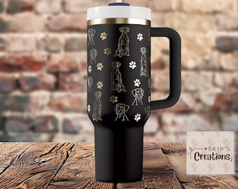 Doberman | Natural ears | tumbler | laser engraved | half design