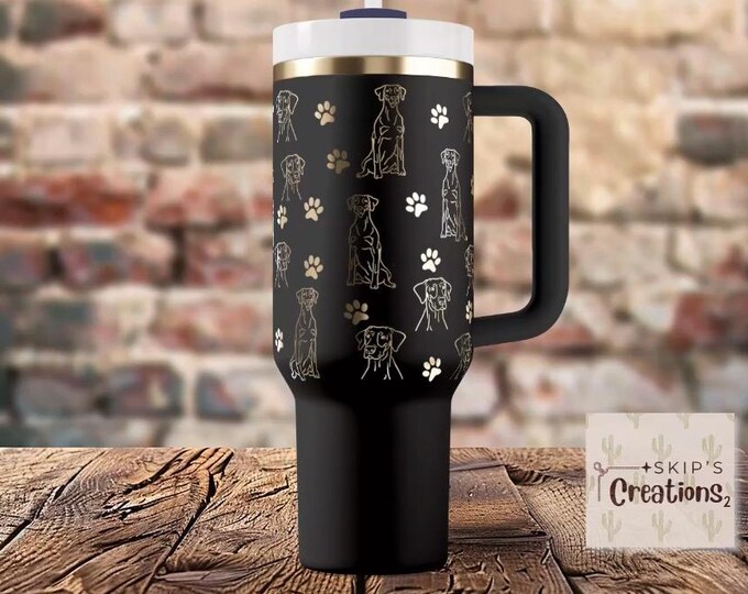 Doberman | Natural ears | tumbler | laser engraved | half design