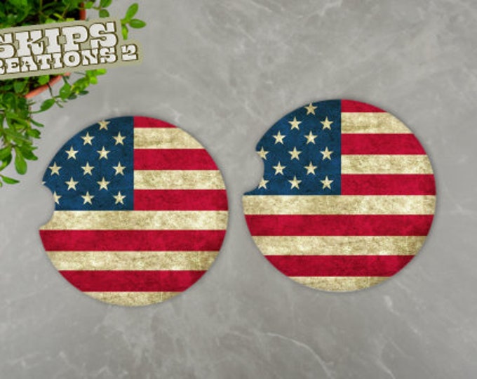 Car Coasters | American Flag | Pack Of 2