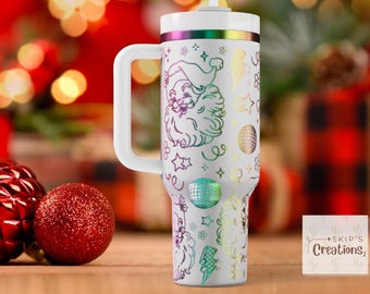 Santa | Retro | Tumbler | laser engraved | full design