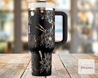 Hairstylist | Cosmo | Floral | Tumbler | laser engraved | full design
