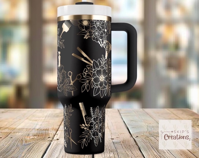 Hairstylist | Cosmo | Floral | Tumbler | laser engraved | full design