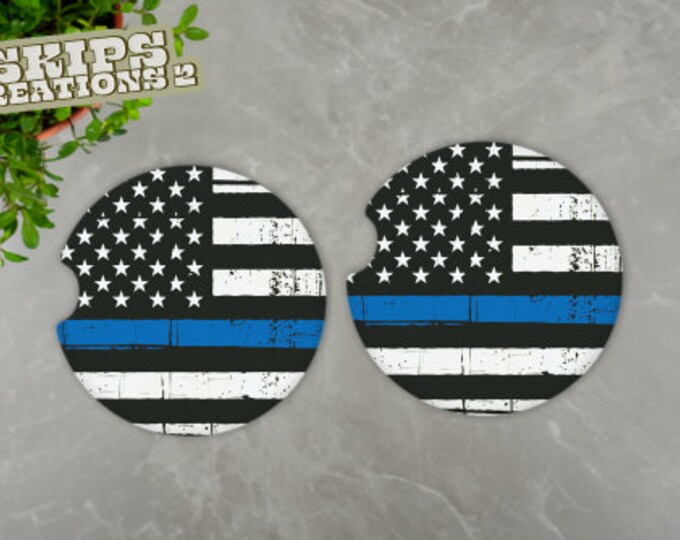 Car Coasters | Thin Blue Line | Pack Of 2