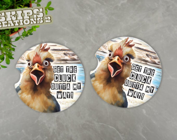 Car Coasters | Get The Cluck Outta My Way | Pack Of 2