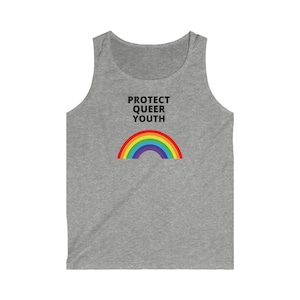 PROTECT Queer Youth Tank | LGBTQ+ Shirt, Pride Rainbow T-Shirt, Transgender Shirt, Gay Pride Month, Queer Bi Pride Summer  LGBTQ Trendy Tees