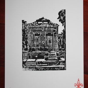 New Orleans Shotgun House Linocut Print