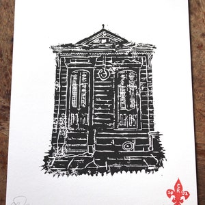 New Orleans Shotgun House Linocut Print #2 (Wall Art)