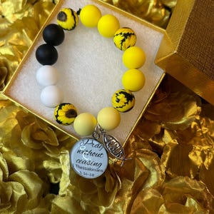 Sunflower Silicone Beaded Bracelet: Faith Jewelry with Bible Verse