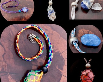 Personalized handmade macrame crystal holder necklace