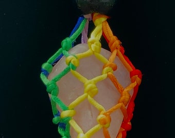 Macramé Necklace with Rose Quartz