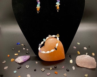 Handmade chakra earrings and bracelet set