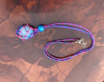 Macramé Necklace with Blue dyed Agate
