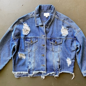 Destroyed Jean Jacket - Etsy