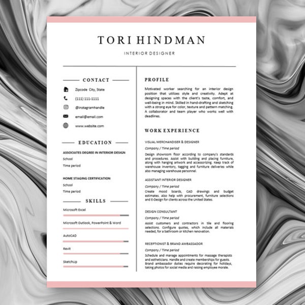 Resume Template, PowerPoint Resume, Modern Resume, Creative Resume, Pink Resume, Digital Resume