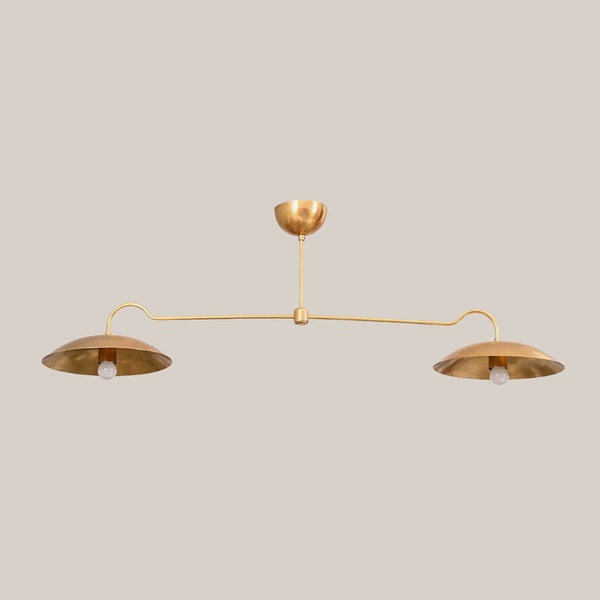 2 light dome italian raw brass linear chandelier